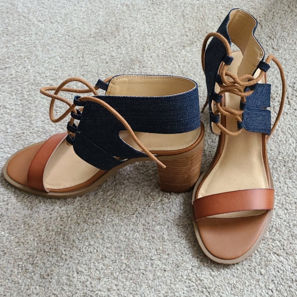 Denim and brown sandal